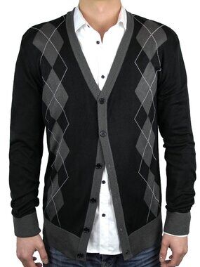 Argyle cardigan light weight sweater
